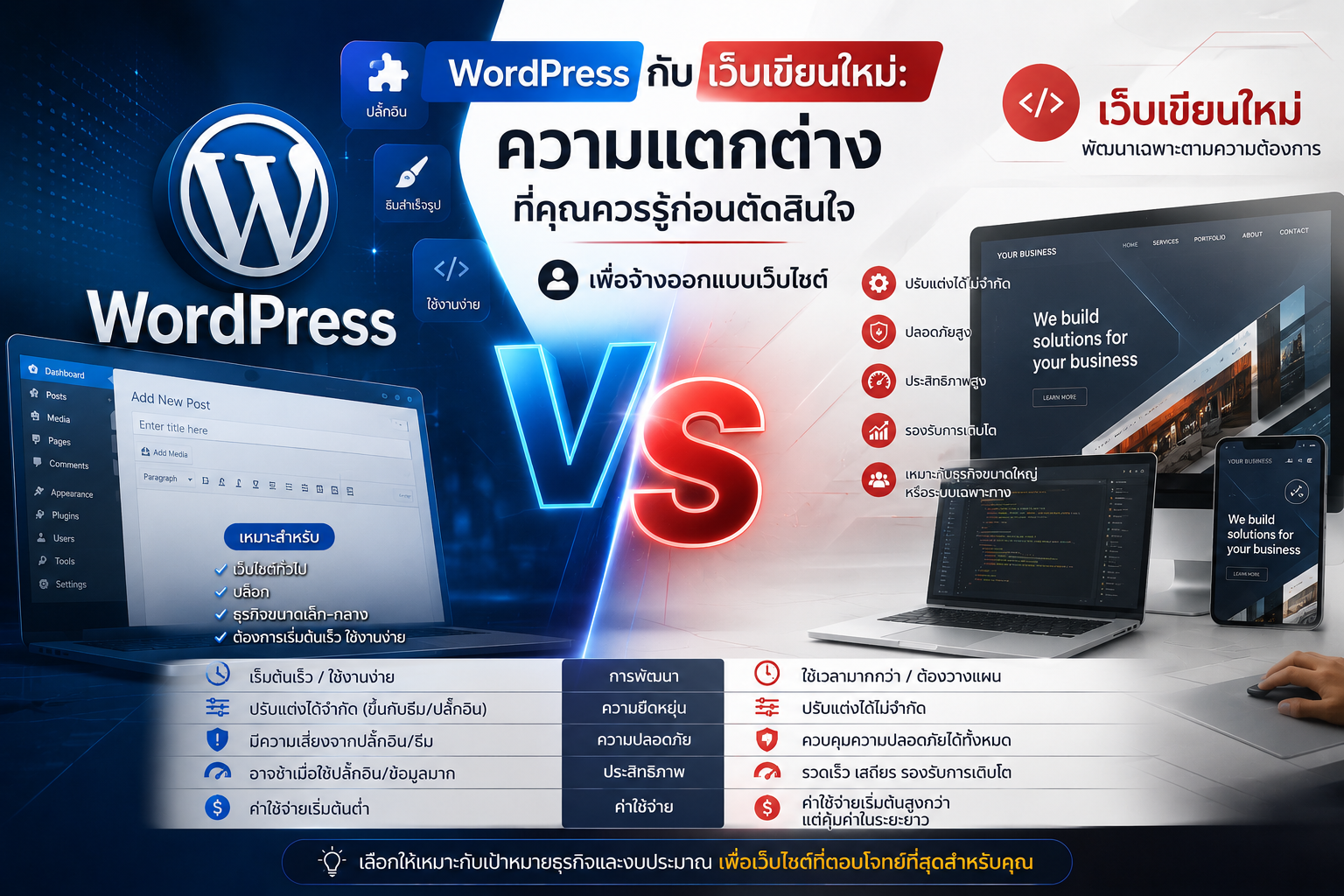 WordPress กับเว็บเขียนใหม่: ความแตกต่างที่คุณควรรู้ก่อนตัดสินใจ เพื่อจ้างออกเเบบเว็บไซต์ - ข่าวสาร STMAXCODE